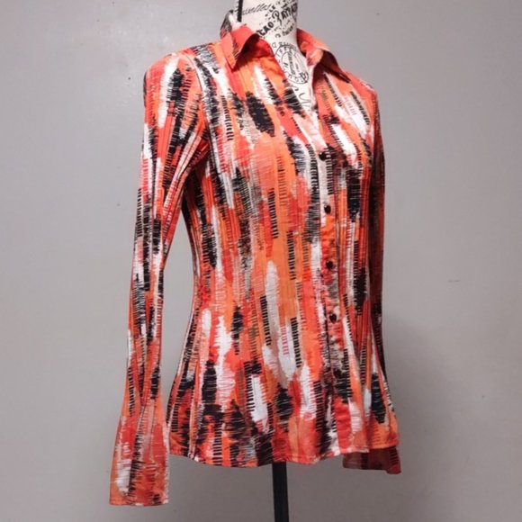 Apt.9 Collared Tops Long sleeve Size M Multicolor - Picture 2 of 16